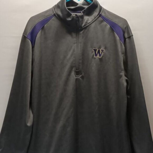 Washington Huskies 1/4 Zip Mens XL Dark Grey and Purple Football Jacket - Picture 3 of 5